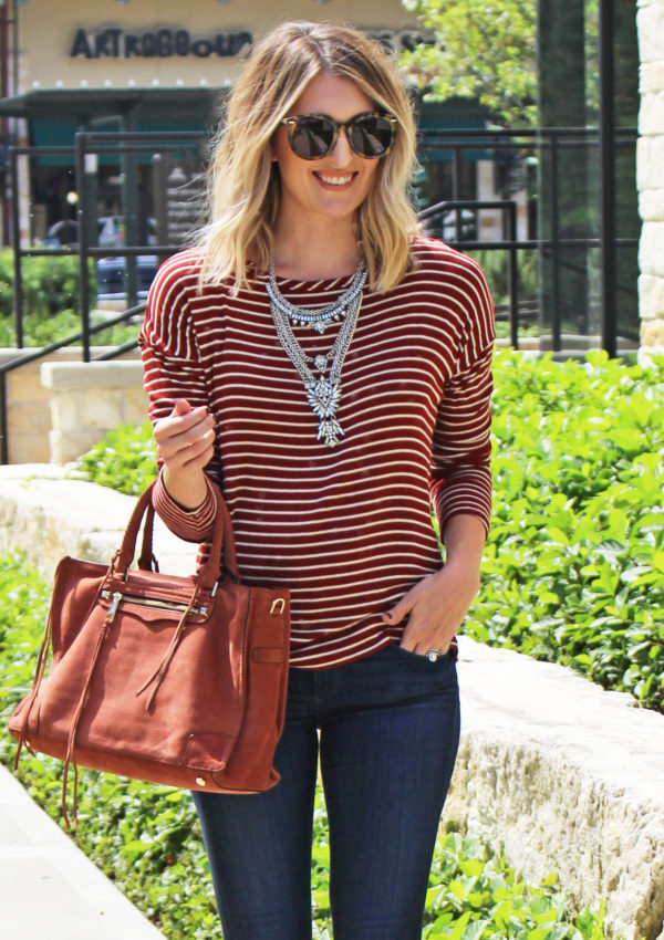 Striped Open Back Tee…