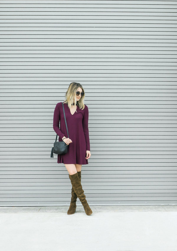 Burgundy Keyhole Dress…