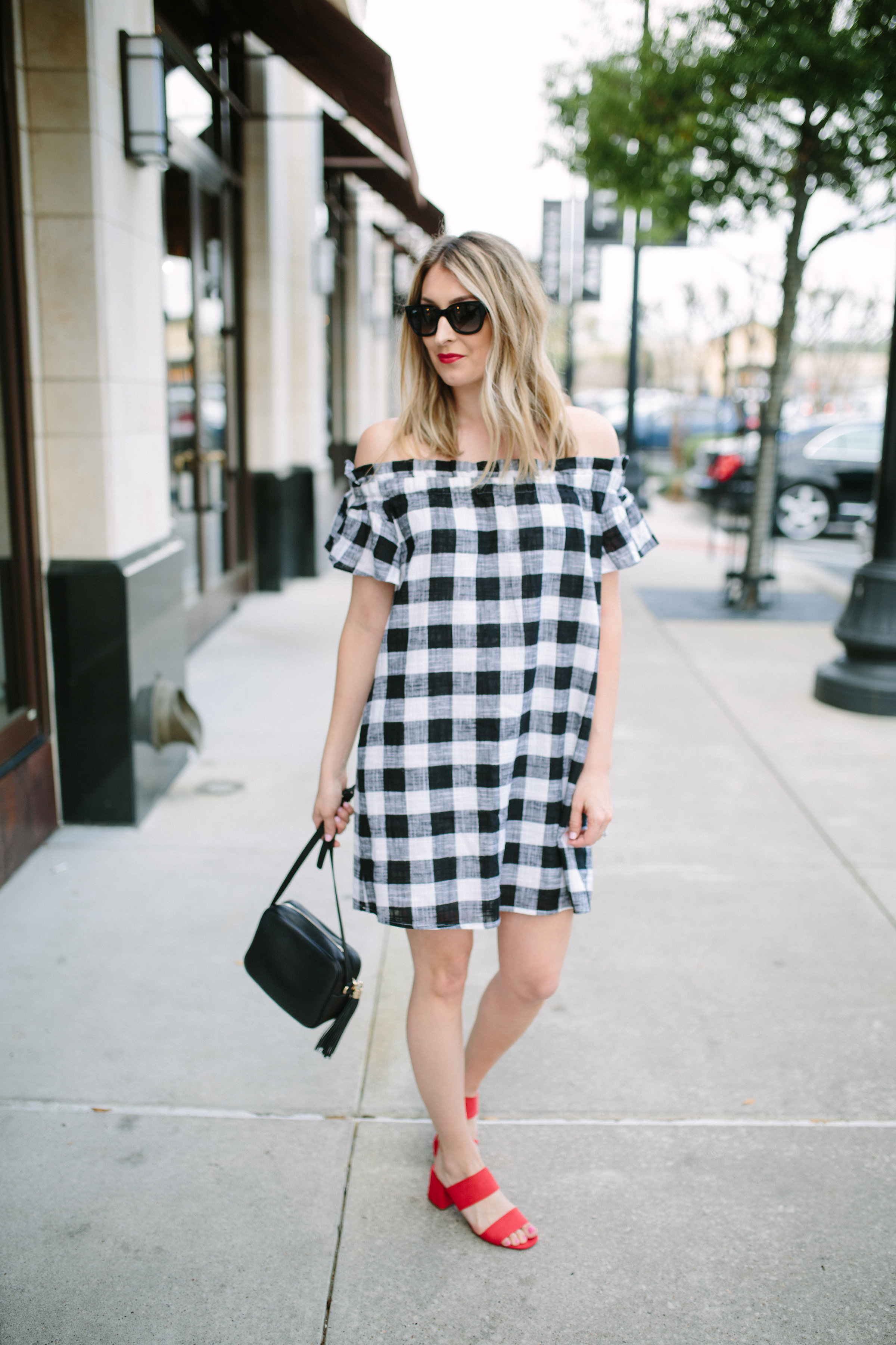 black and white checkered dress outfit