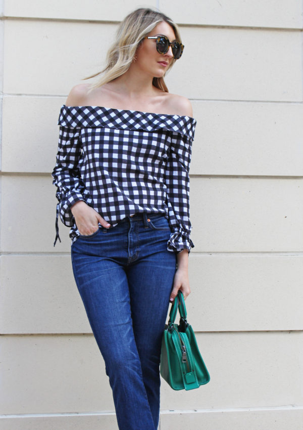 Gingham Off the Shoulder Top…