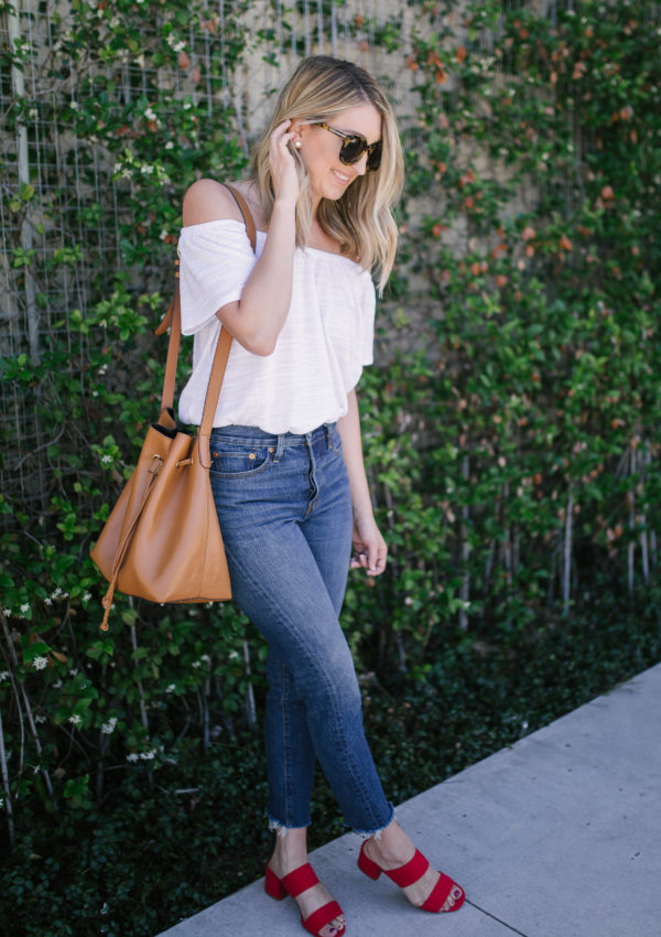 Off the Shoulder + Pop of Red…