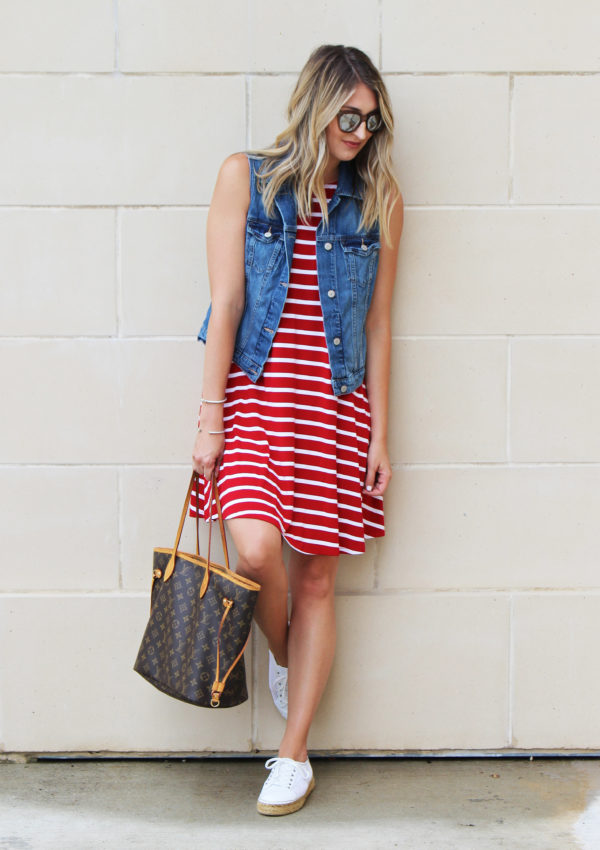 Red Stripe Swing Dress…