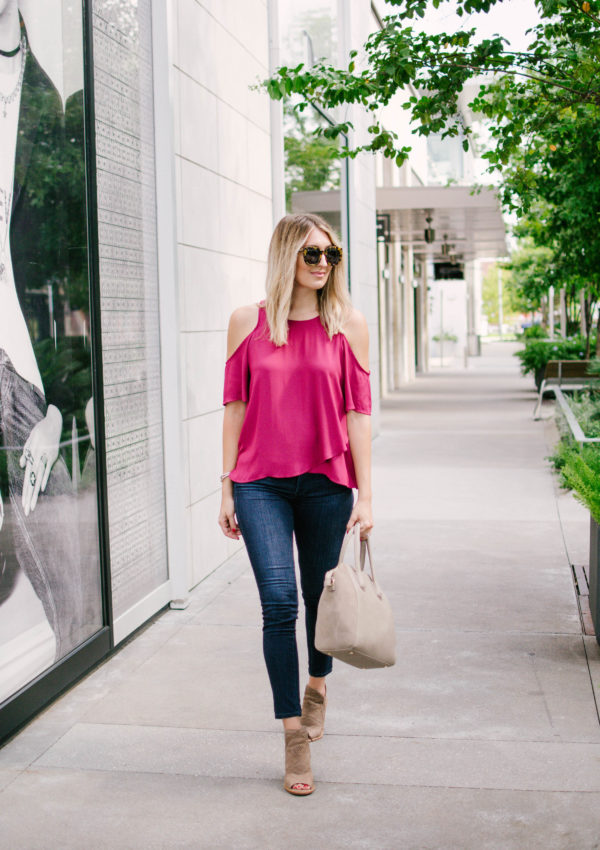 Pink Cold Shoulder Top…