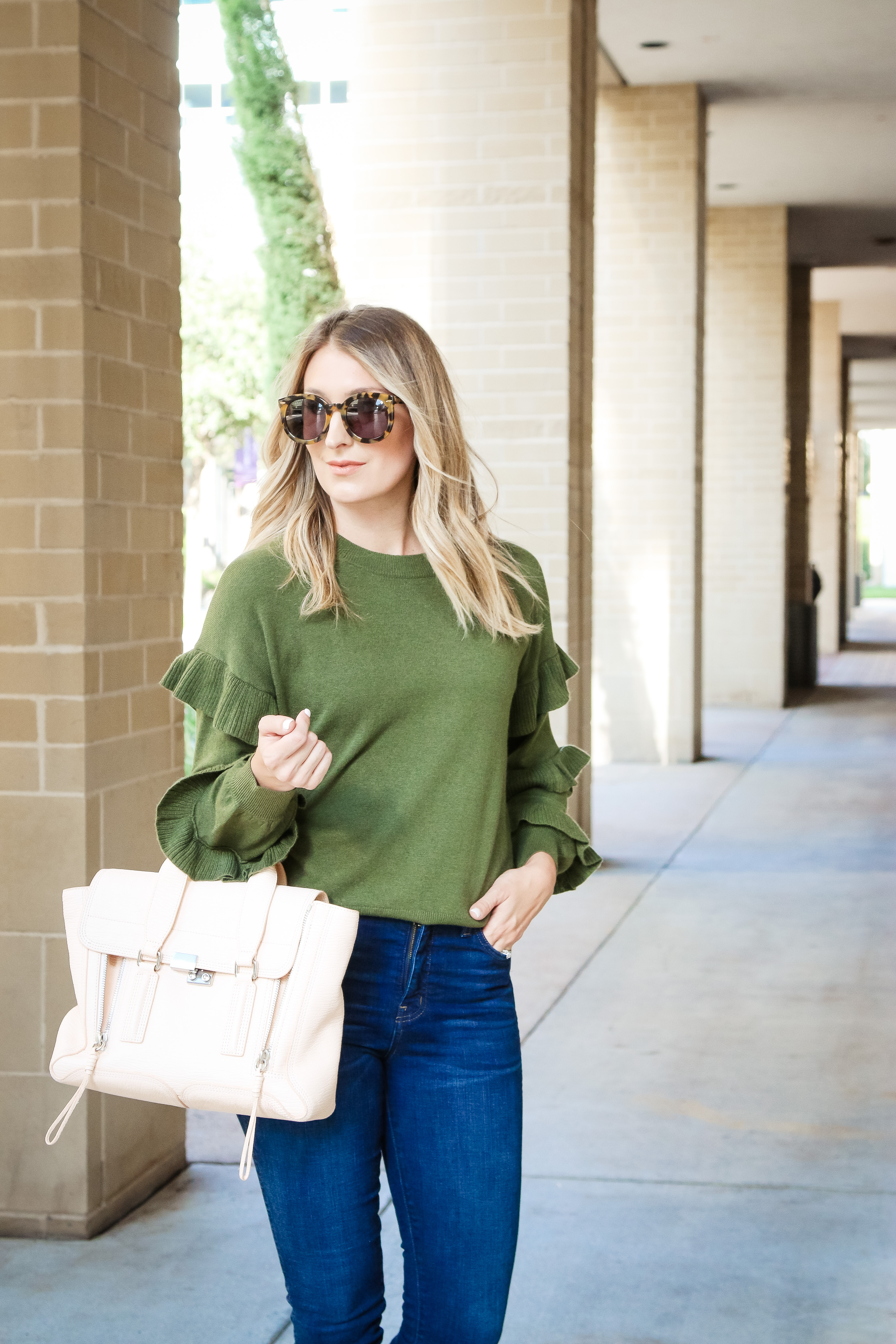 J crew ruffle best sale sleeve sweater