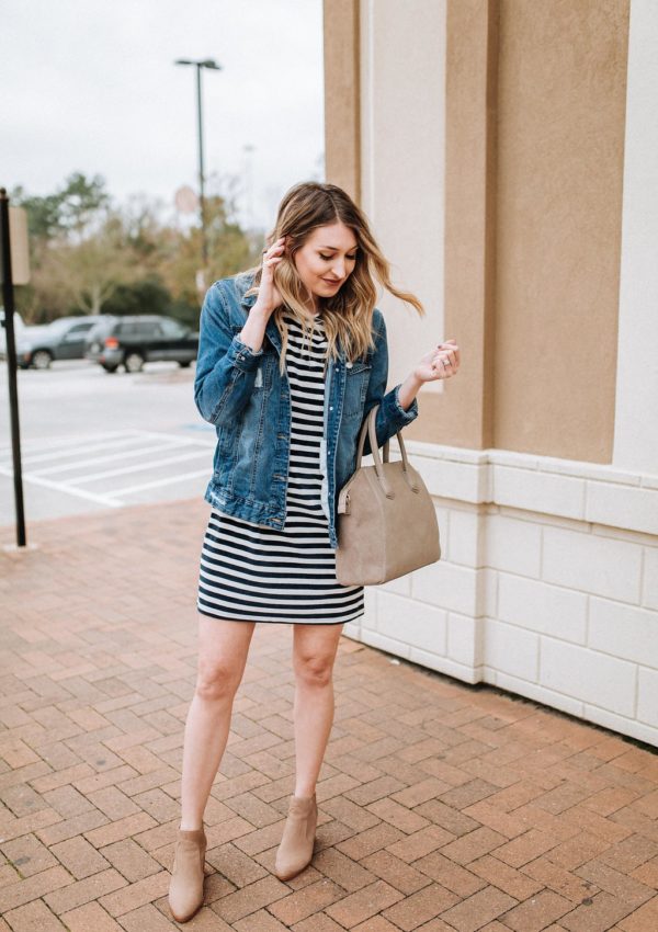 Striped Velour T-Shirt Dress…