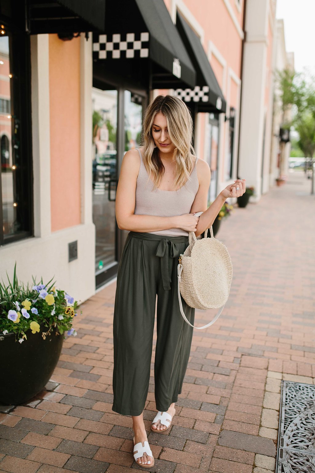 Olive wide leg best sale pants