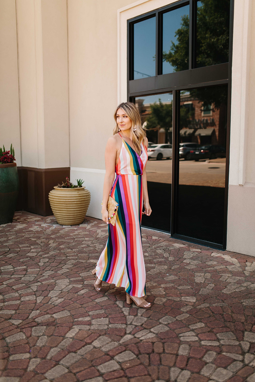 rainbow striped maxi dress