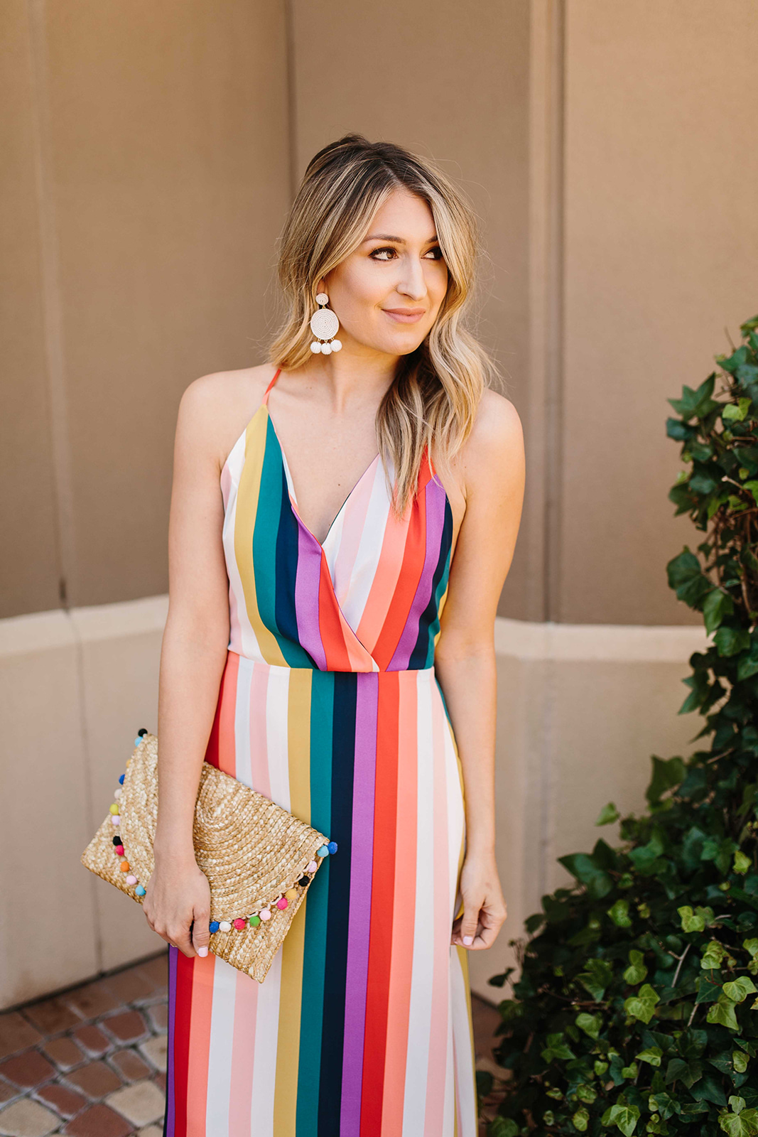 rainbow striped maxi dress