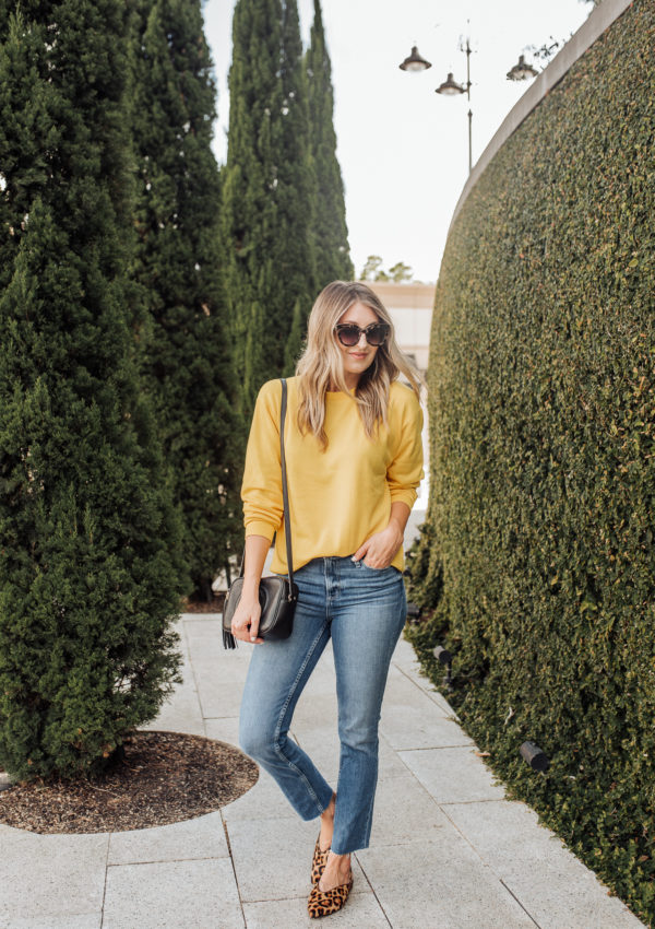 Yellow Sweatshirt with Leopard Flats…