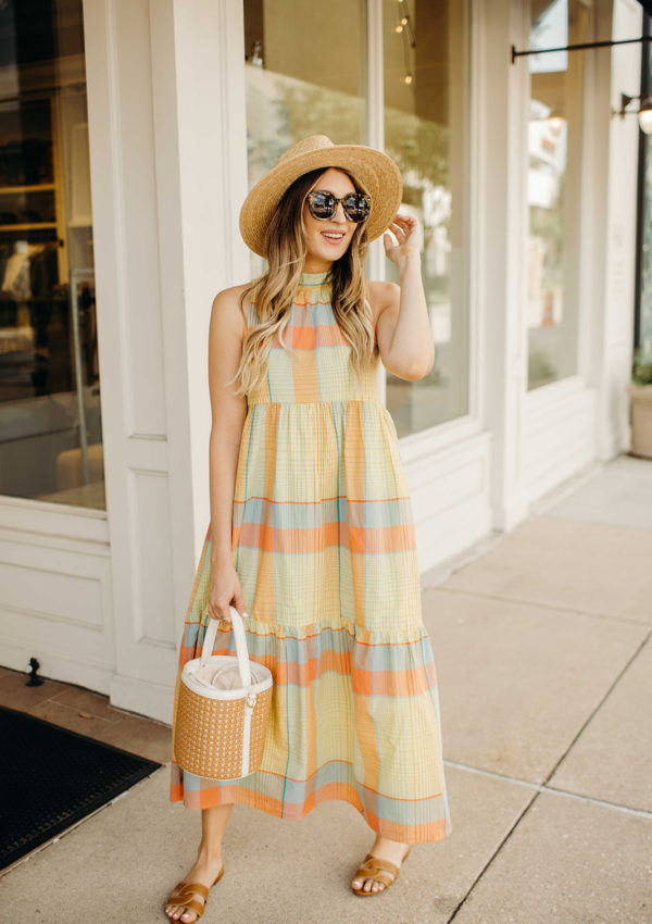 Plaid Tiered Maxi Dress…