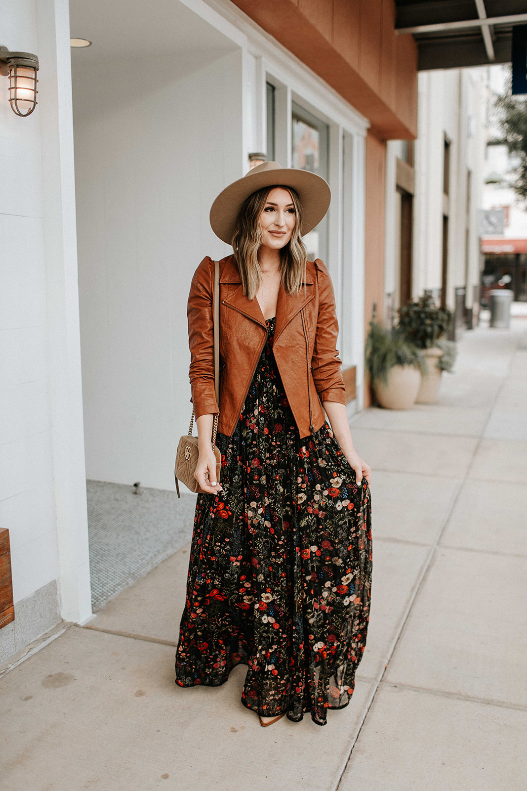 White Gown with Gold Floral Prints and Sequins Jacket