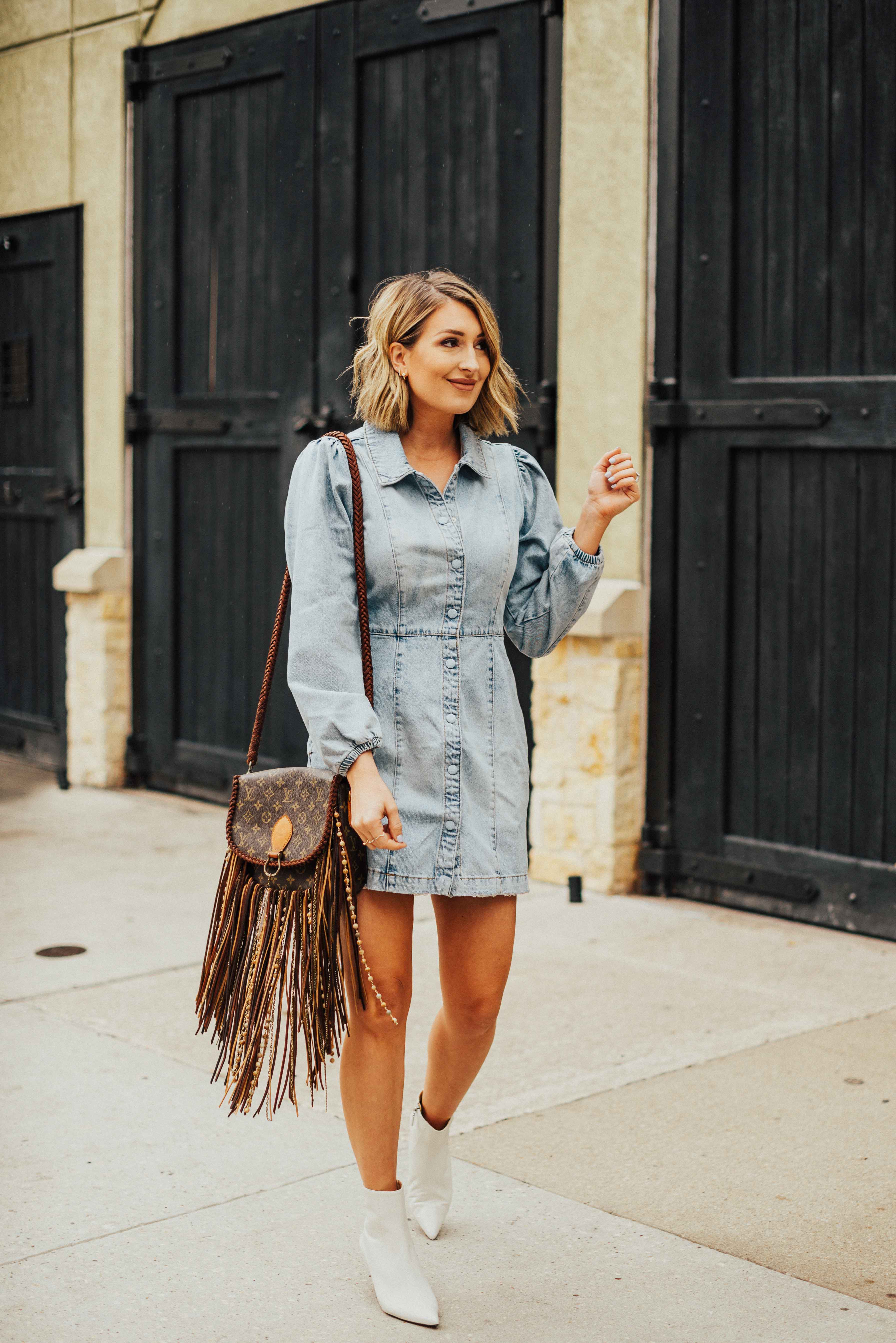 white denim dress